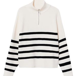 MANGO mockneck stripe sweater